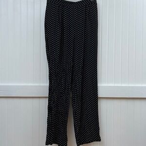 Vtg Talbots Pants Whimsigoth Polka Dot High Waist Wide Leg Flowy Academia Office